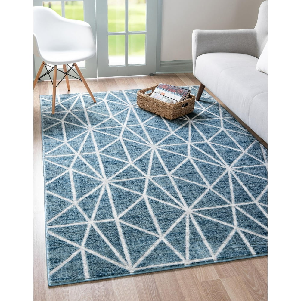 Lattice Trellis Collection Rug 8' x 10' Blue LowPile Rug