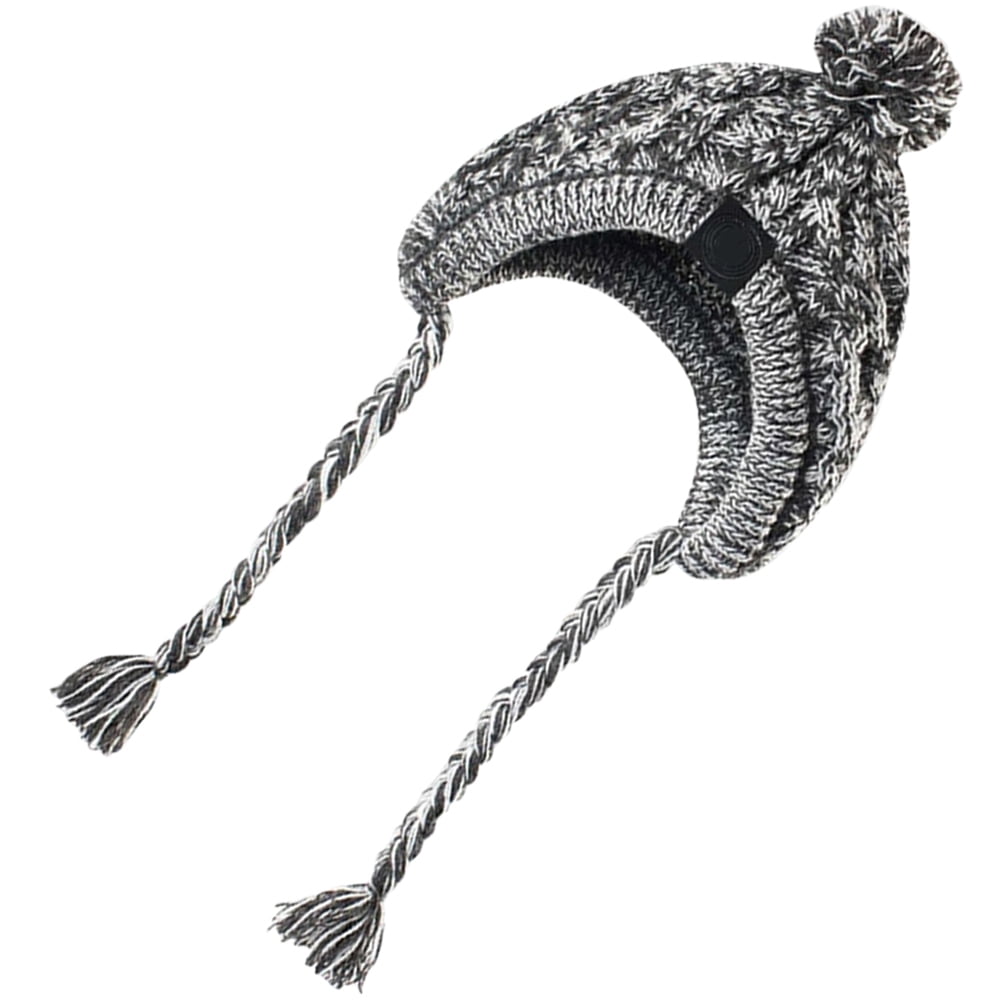 SWETRACE Grey Dog Knitted Hat with Ear Holes for Small and Medium Dogs Warm Winter Cover