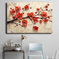 thumbnail image 4 of Mudket Framed Vintage Floral Canvas Wall Art Red Plum Blossom Flower Prints Wall Decor Abstract Botanical Canvas Print Ready to Hang for Living Room Office Home Decor - 12"L x 8"W, 4 of 10