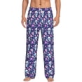 thumbnail image 1 of Kdxio Skull Purple Flower Pattern Men's Pajama Pants, Elastic Waist with Drawstring and Pockets, Comfortable Loungewear-Medium, 1 of 6
