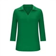 thumbnail image 5 of WCMZJ Women's 3/4 Sleeves V Neck Polo Shirts Casual Summer Tops Basic Collar Cute Tees Green M, 5 of 6