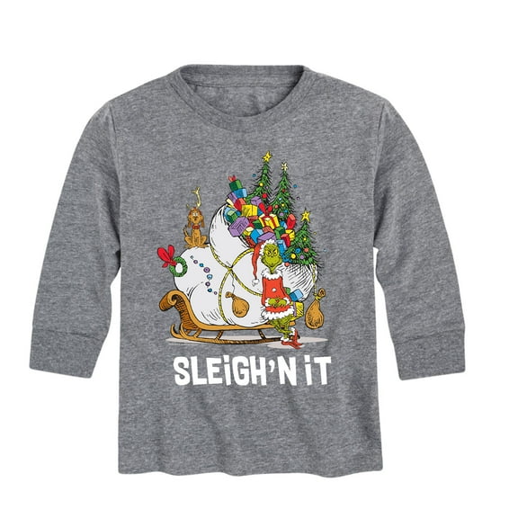 Dr. Seuss - The Grinch Sleigh'n It - Toddler And Youth Long Sleeve Graphic T-Shirt
