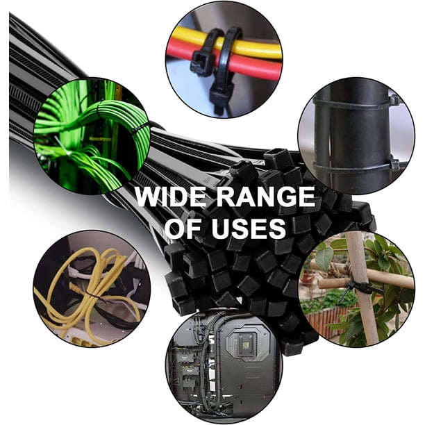 500 bridas para cables de 200 mm x 2,6 mm, bridas para cables profesionales, bridas para cables de nailon, bridas para cables de 200 mm, negro, paquete de 500 piezas XianweiShao 8390613977502