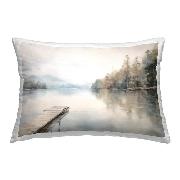 Stupell Industries Old Lake Dock View Decorative Printed Throw Pillow Design by Arlington Prints.