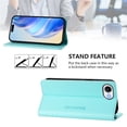 thumbnail image 4 of Wallet Case For iPhone 17e 6.1inch, [RFID Blocking] PU Leather Magnetic Folio with 2 Card Slot Kickstand Flip Cover Shockproof Phone Case,Mint Green,For iPhone 17e, 4 of 8