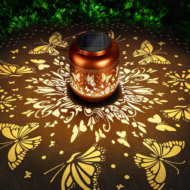 Farol solar HEGUD con forma de mariposa para exteriores, impermeable, decoración de jardín