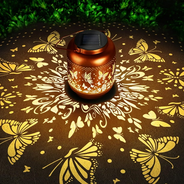 Farol solar HEGUD con forma de mariposa para exteriores, impermeable, decoración de jardín