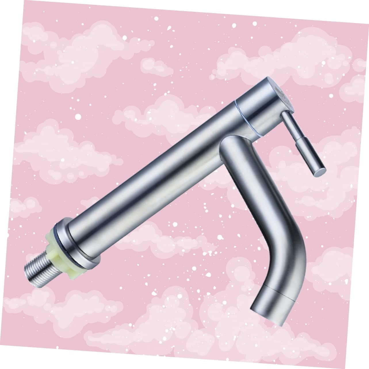 Bath Faucet Bathroom Accessories Bathtub Faucet Stainless Steel Water Tap Home Water Faucet Waterfall Faucet Single Cold Faucet Spout Sprayer to Rotate Single Handle Silver Outdoor