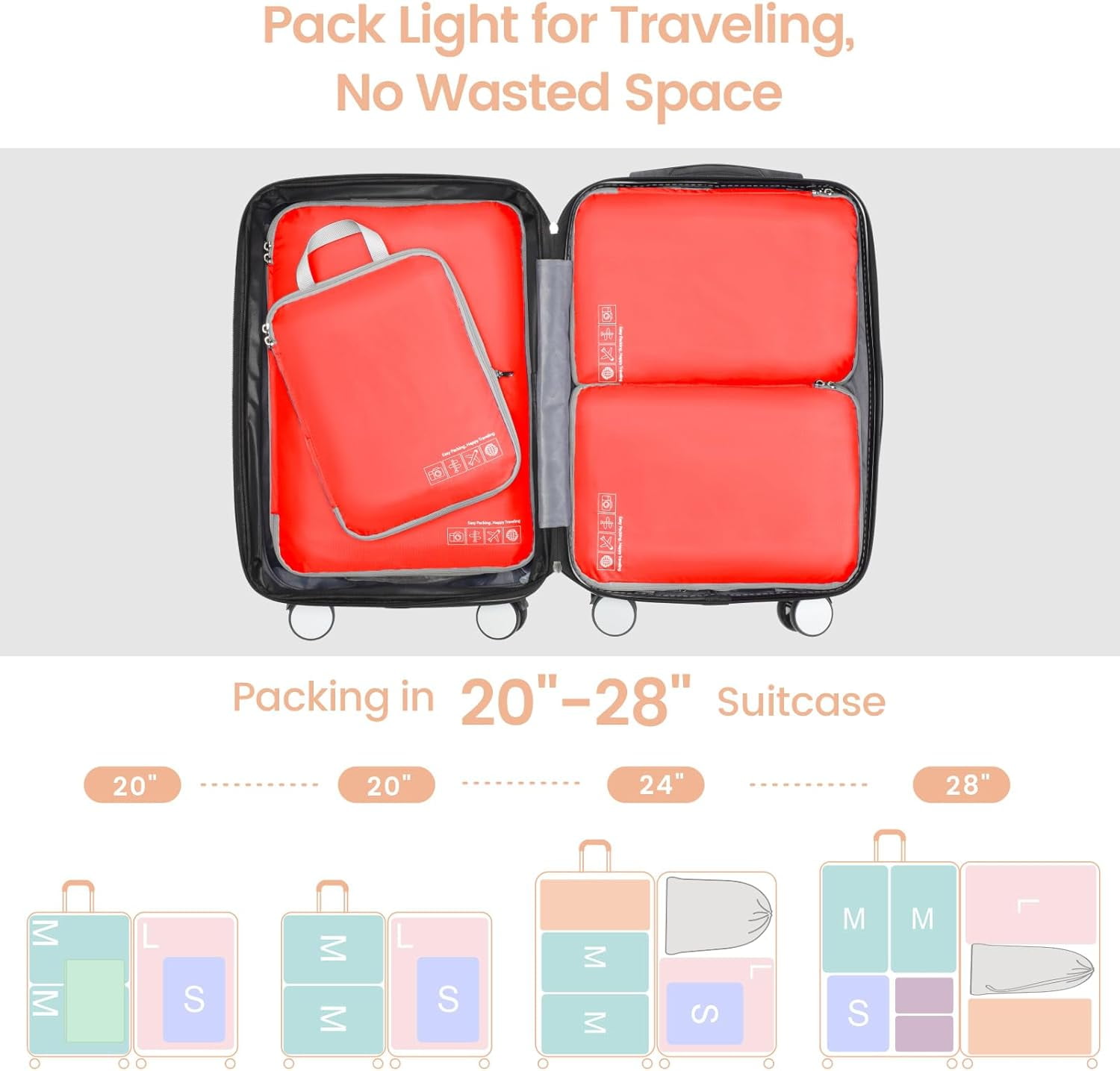 Mesh Compression Packing Cubes Travel - Space Saving Packing Cubes for Travel Women, Lightweight Compression Cubes for Travel Bags Luggage Packing Organizer for Suitcases
