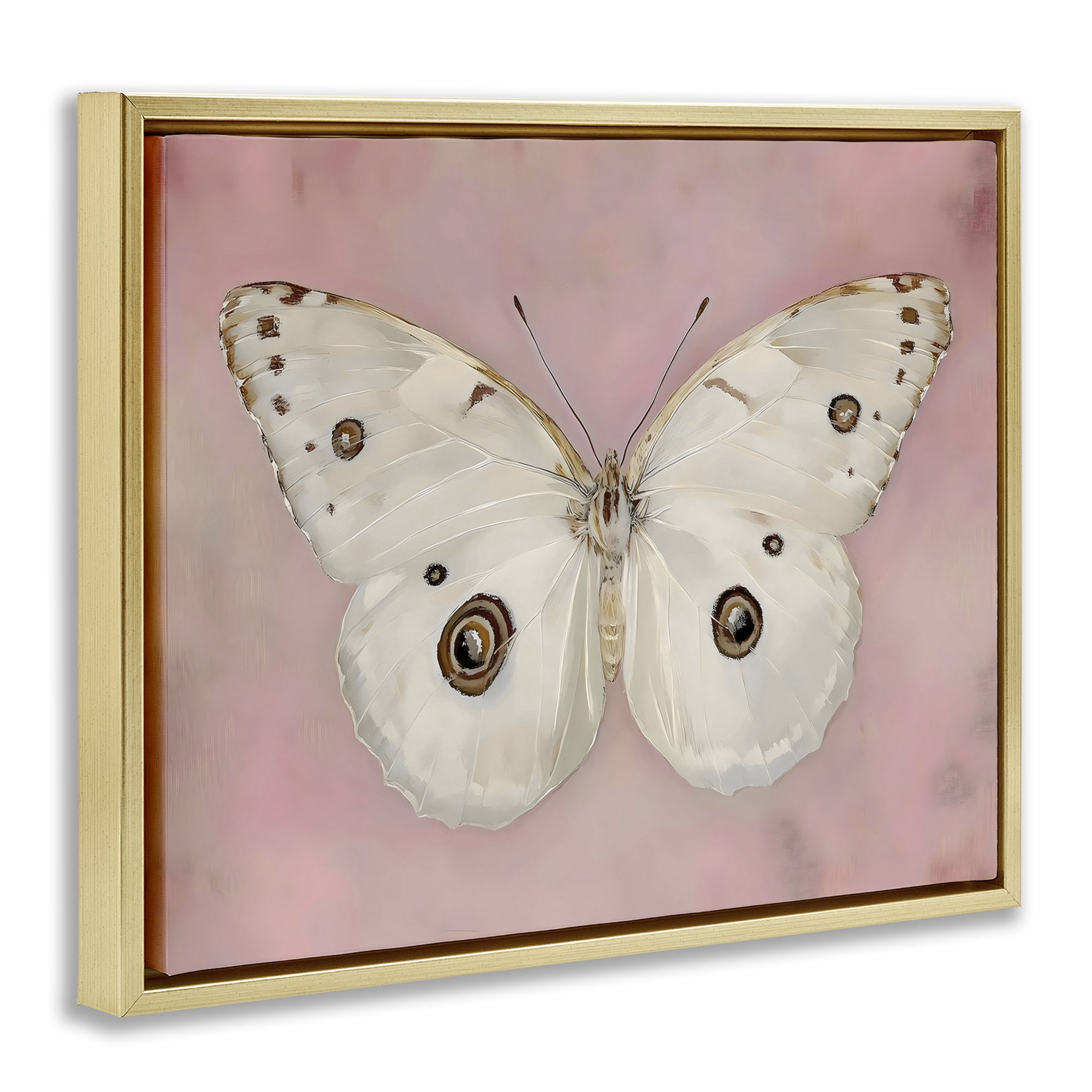 Stupell Industries Gossamer Butterfly on Blush Background Gold Framed Floater Canvas Wall Art, design by Arlington Prints