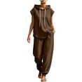 thumbnail image 2 of Maqroz Summer Outfits for Women 2 Piece Sleeveless Hooded Tank Tops Drawstring Jogger Sweatpants Casual Athletic Activewear Muscle Shirts Matching Tracksuits Sets, 2 of 9