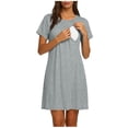 thumbnail image 2 of Miqool Maternity Nursing Nightgown 3 in 1 Labor/Delivery/Hospital Gown Maternity Breastfeeding Dress Short Sleeve Sleepwear, 2 of 8