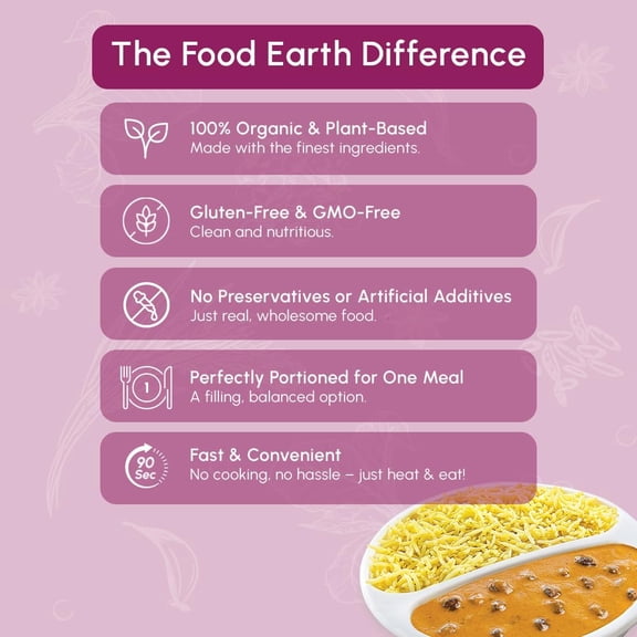 Food Earth - Bombay Biryani Ready to Eat Indian Meal , Gluten-Free, Heat & Serve,8.81 oz, 6 units Shelf Stable