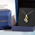 thumbnail image 5 of Gem Stone King 18K Yellow Gold Plated Silver Green Peridot and White Moissanite and Swiss Blue Topaz Pendant for Women (1.47 Cttw, Gemstone August Birthstone, Heart Shape 5MM, 18 inch Chain), 5 of 6