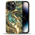thumbnail image 2 of FKBRCL4U Compatible with iPhone 14 Pro Max Case, Abstract Gold Teal Fluid Art Pattern for Girl Full Body Design Soft Silicone Drop Shock Scratch Protection for iPhone 14 Pro Max, 2 of 7