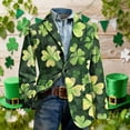 thumbnail image 4 of BLTIBY Men's St. Patrick's Day Corduroy Blazer Shamrock Jacket Button Loose Work Lapel Coat with Pockets Green 9 S, 4 of 5