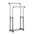 thumbnail image 2 of Honey-Can-Do Steel and Plastic Adjustable Rolling Double Rod Clothes Rack, Chrome/Black, 2 of 5