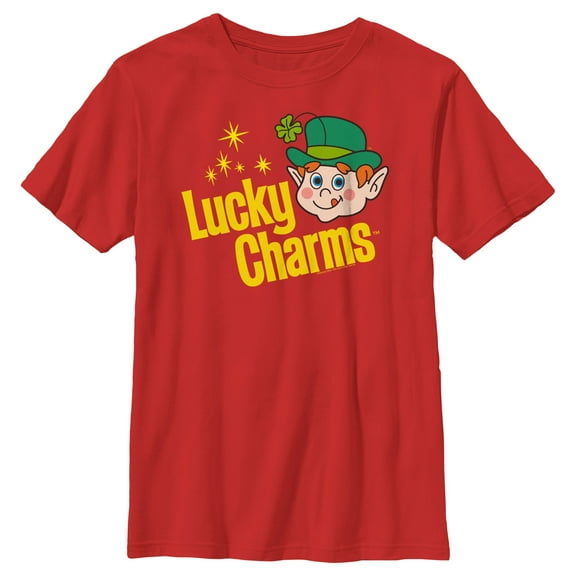Boy's Lucky Charms Retro Logo Graphic Tee Red Small