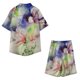 thumbnail image 4 of Conjunto casual de blusa y pantalones de playa de manga corta con estampado de botones para hombre Pompotops oipoqjl35979, 4 of 5