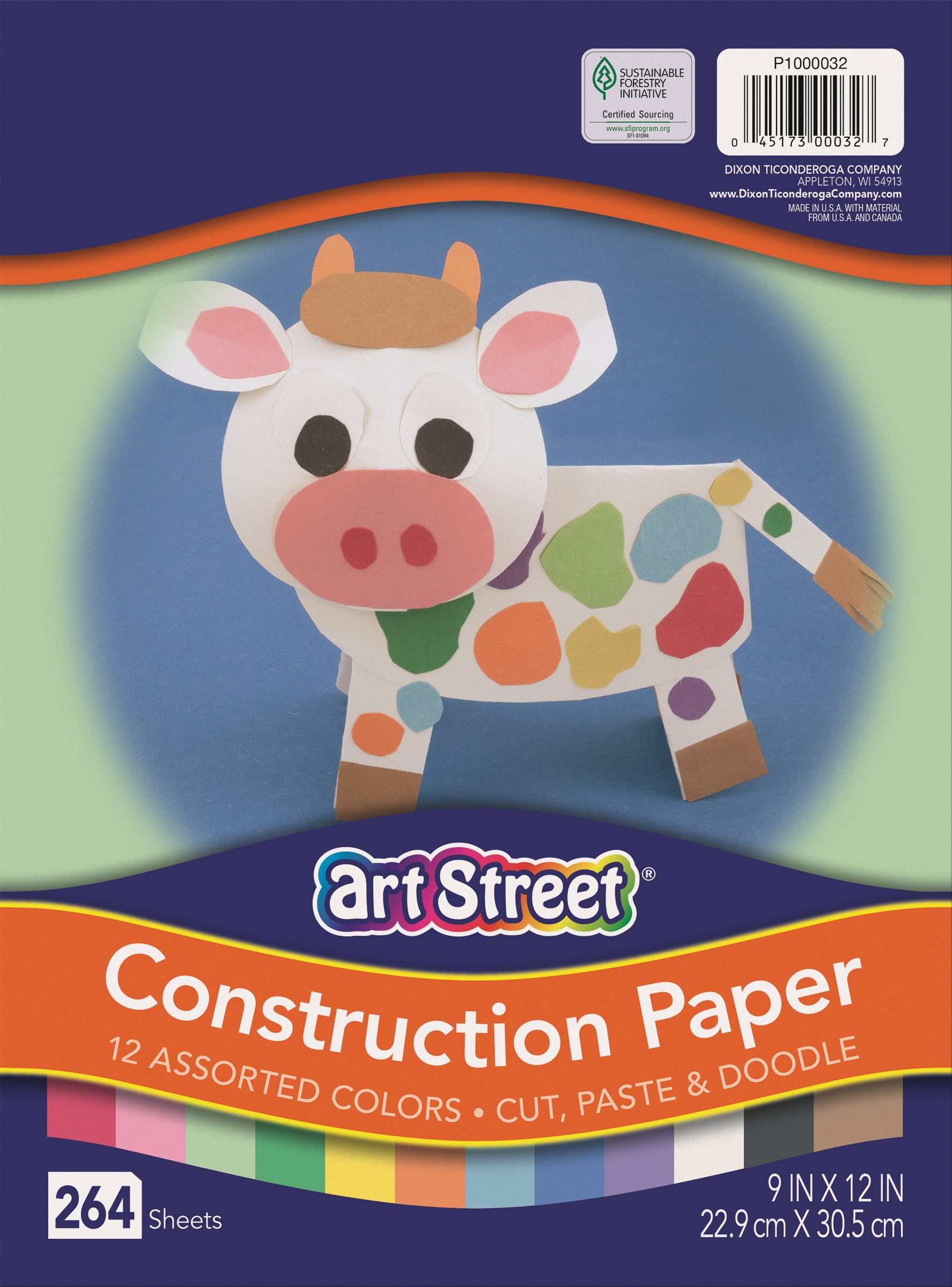Prang (Formerly Art Street) 9 in x 12 in Construction Paper, 12 Assorted Colors, 264 Sheets