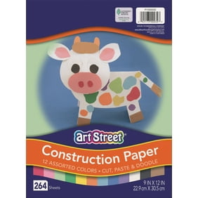 Art Street Lightweight Construction Paper Pkg, 12 Assorted Colors, 9" x 12", 264 Sheets