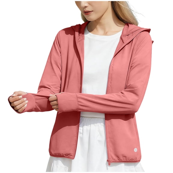 Xdegoge Women's UPF 50 Sun Protection Hoodie Athletic Long Sleeve Workout Tops with Face Shield Thumb Holes Breathable Fishing Hiking Gear