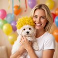 thumbnail image 6 of Pet Afro Novelty Wig for Dog, Candy Color Funny Trimmable Head Cover for Small Medium Large Cat Dog Festival Cosplay Party Dress Up Photo, Orange, 6 of 7