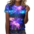 thumbnail image 2 of UPPADA T-Shirts d'Été pour Femmes à Imprimé Graphique, Col Ras du Cou, Décontractés, Manches Courtes, Coupe Ample, Chandails à Enfiler, Mode, Vacances, Plage, Blouses Multicolores, TTTG, 2 of 4
