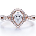 thumbnail image 1 of JeenMata Anillo de Compromiso con Halo Milgrain de Moissanita de Corte Pera de 1,75 Quilates, Cuerpo Retorcido Infinito, Pavé en Baño de Oro Rosa de 18 K sobre Plata, 1 of 6