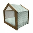 thumbnail image 2 of Turquoise and Beige Pet House, Scribble Geometric and Abstract Motif Pattern in Pastel Colors, Outdoor & Indoor Portable Dog Kennel with Pillow and Cover, 5 Sizes, Turquoise and Beige, by Ambesonne, 2 of 5