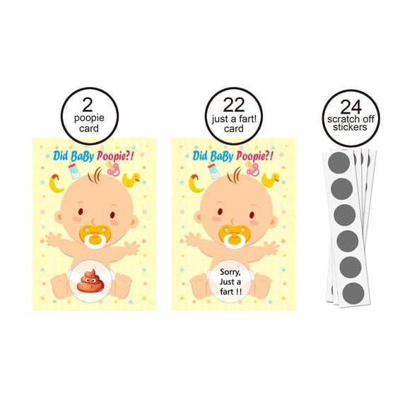 Giaone Infant Shower Games Cards Decors for Baby Shower Dirty Diaper Scratch off Game