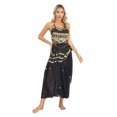 thumbnail image 2 of Doomiva Women Belly Dance Dress Set Sequins Halter Lace-up Crop Top Belly Dance Chiffon Skirts Black One Size, 2 of 7