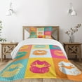 thumbnail image 3 of Ambesonne Modern Quilted Bedspread Set 2 Pcs, Fashion Kiss Love Design, Twin Size, Multicolor, 3 of 6