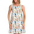 thumbnail image 1 of Vsdgher Robes d'Été Imprimé Gnomes Barbecue pour Femmes Robe de Plage Décontractée Col en U Sans Manches Ample avec Poche, 1 of 7