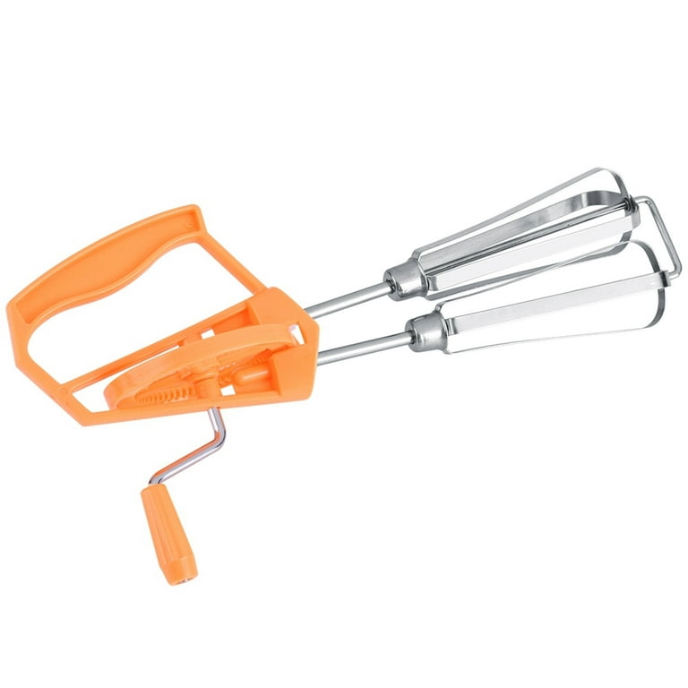 Manual Hand Mixer High Efficiency Easy Operation Hand Crank Stainless Steel  Time Saving For Home Orange 