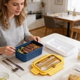 thumbnail image 6 of Insulated Lunch Box 1500ml Large Capacity Bento Container with Compartments, Leak-Proof Sealed Lid for Microwave & Dishwasher, Yellow, by IHXORA, 6 of 6