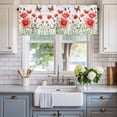 thumbnail image 2 of Red Flower Valances for Windows Spring Butterfly Rod Pocket Curtain Valance Window Treatment Short Curtains for Kitchen Living Room, 60"x14", 2 of 9