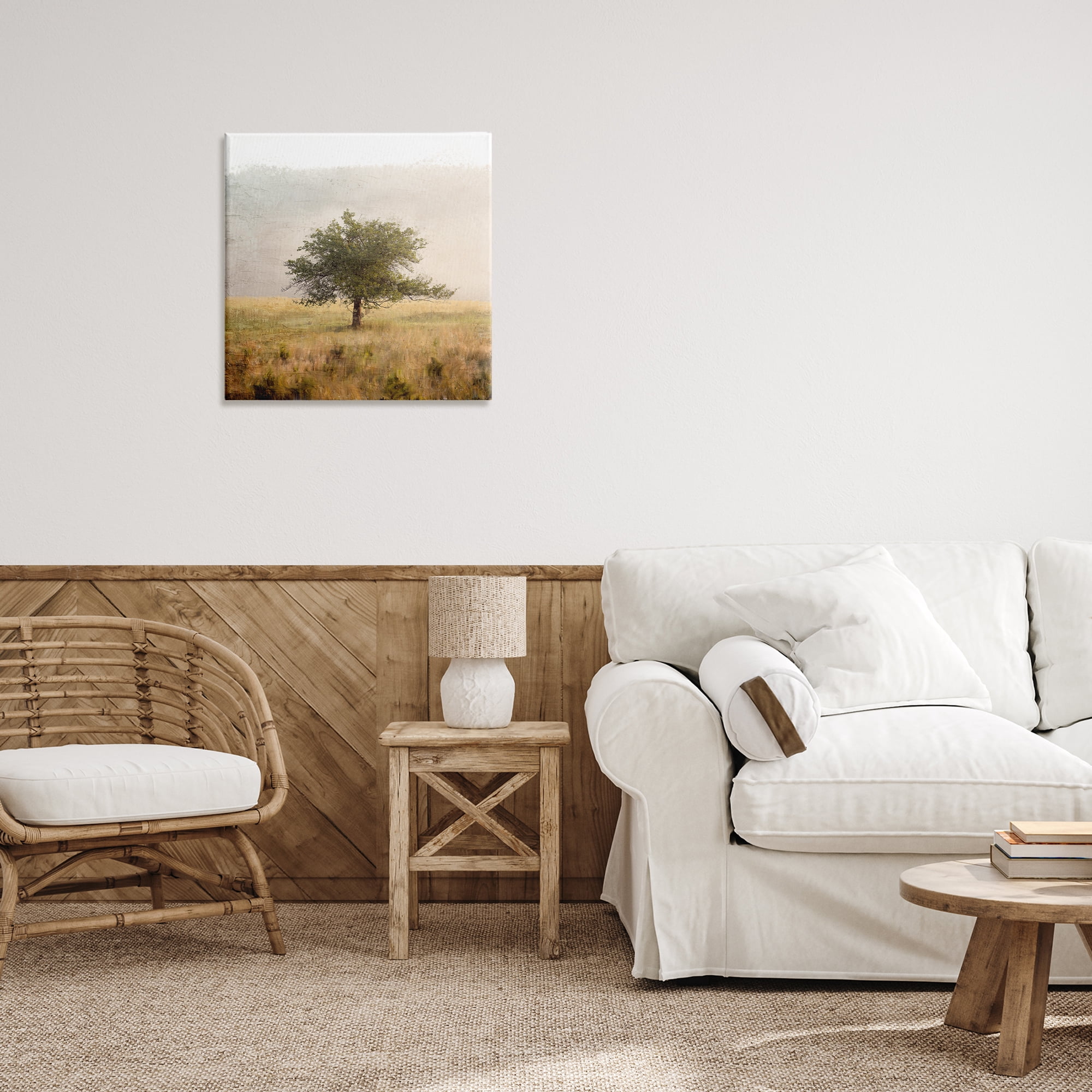 Stupell Industries Tree Alone in Golden Field Canvas Wall Art, design by Anne Bailey