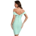 thumbnail image 4 of BEAUKEY Women Off Shoulder V Neck Bandage Dress Sheath Female Party Green Knee Length, 4 of 6