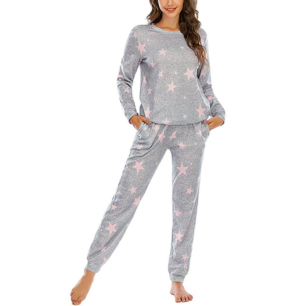 Avamo - 2Pcs Autumn Long Sleeve Casual Baggy Pajama Set For Women ...