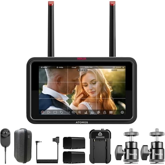 Atomos Ninja TX GO 5" Camera Monitor Bundle, Wi-Fi Video Monitor Recorder with HDR Touchscreen Display