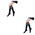 thumbnail image 3 of Qarigey Calcetines hasta la rodilla suaves y transpirables para niñas, hechos de tejido elástico en 4 direcciones, calcetines de punto de Negro Negro Talla única 2Conjunto, 3 of 6