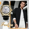 thumbnail image 5 of Avaner Round Luxury Retro Mechanical Watch for Men, Gorgeous Hollow Skeleton Self-Wind Carved Automatic Watches Vintage Leather Strap Wristwatch, 5 of 8
