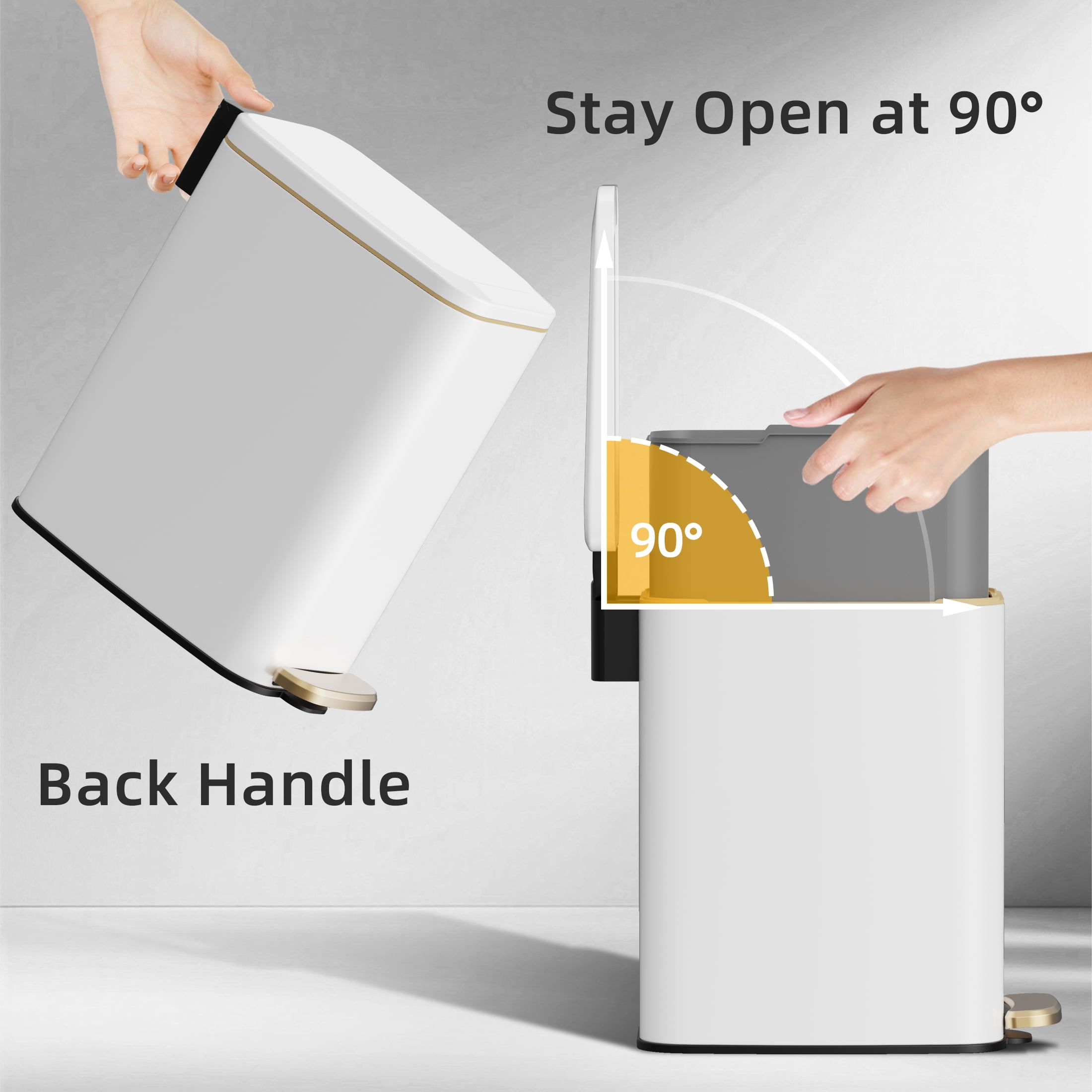 KSSKSS 1.6 Gallon/6L Small Bathroom Steel Step Trash Can, Soft-Close Lid & Fingerprint-Proof, Slim Wastebasket for Narrow Spaces (White)