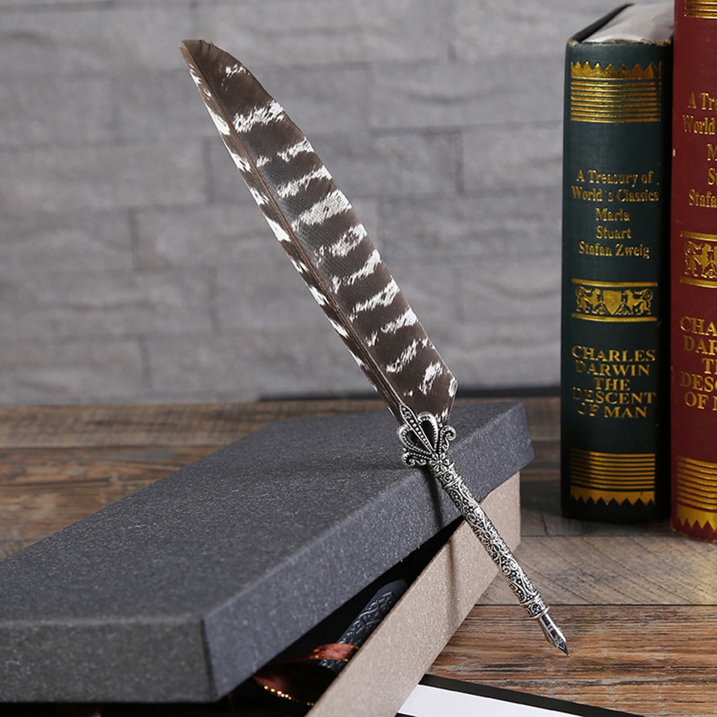 Luxury Vintage Quill Dip Calligraphy Fountain Pen Writing Ink 5 Nibs Set Stationery Gift Box