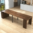 thumbnail image 2 of Modern Extendable Dining Table with Storage, Barnwood Folding Space-Saving Table with Melamine Finish, Multifunctional Convertible Sideboard Table for Kitchen, Dining Room, Small Apartment, 2 of 27