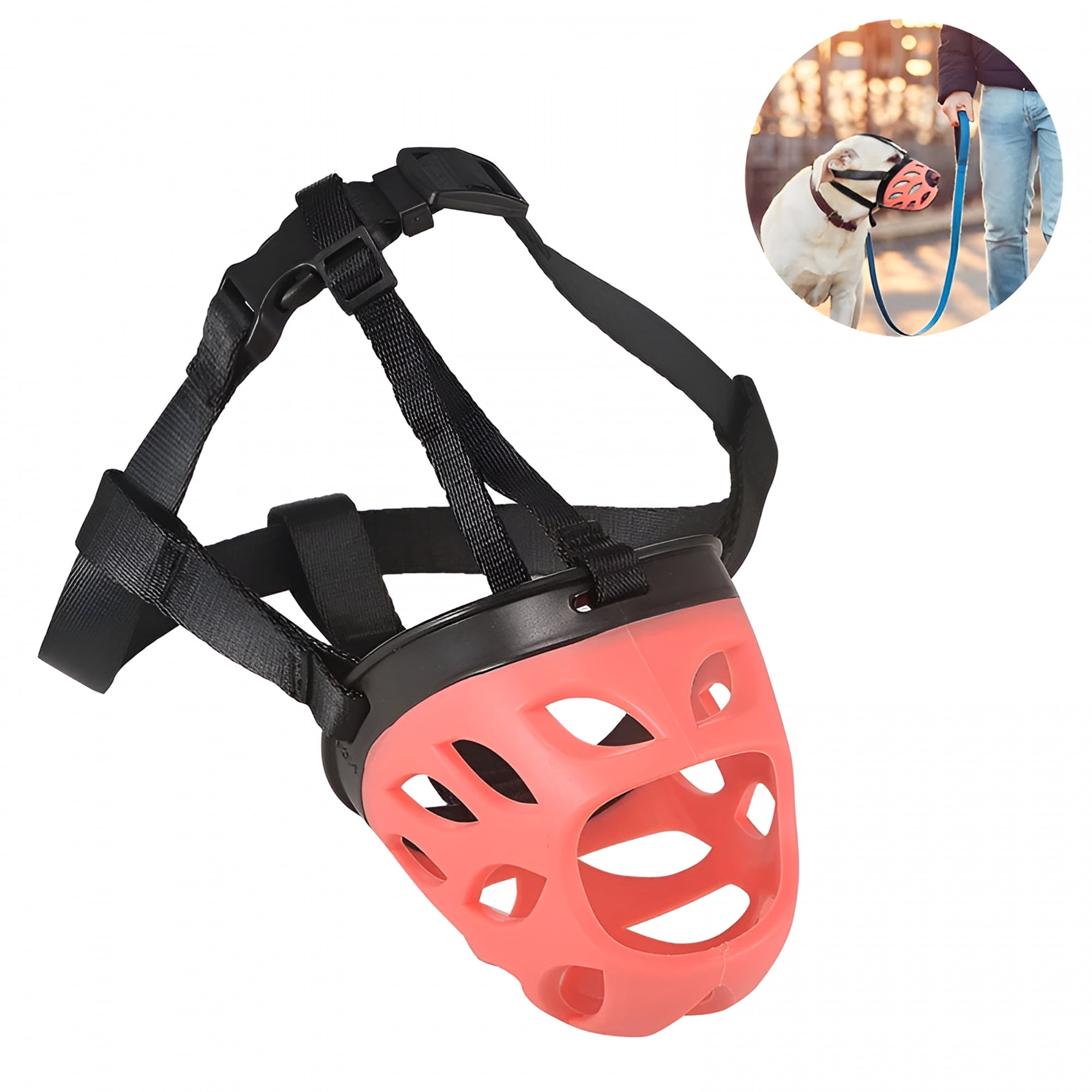 GASTROPOD Dog Muzzle Soft Basket Silicone Muzzles for Dog Best to Prevent Biting Chewing and Barking Allows Drinking and Panting Red
