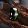 thumbnail image 5 of QQTDFG Stainless Steel Black Mens Band Carbon Fiber Silver Black Blue Ring B558-6-Green, 5 of 7
