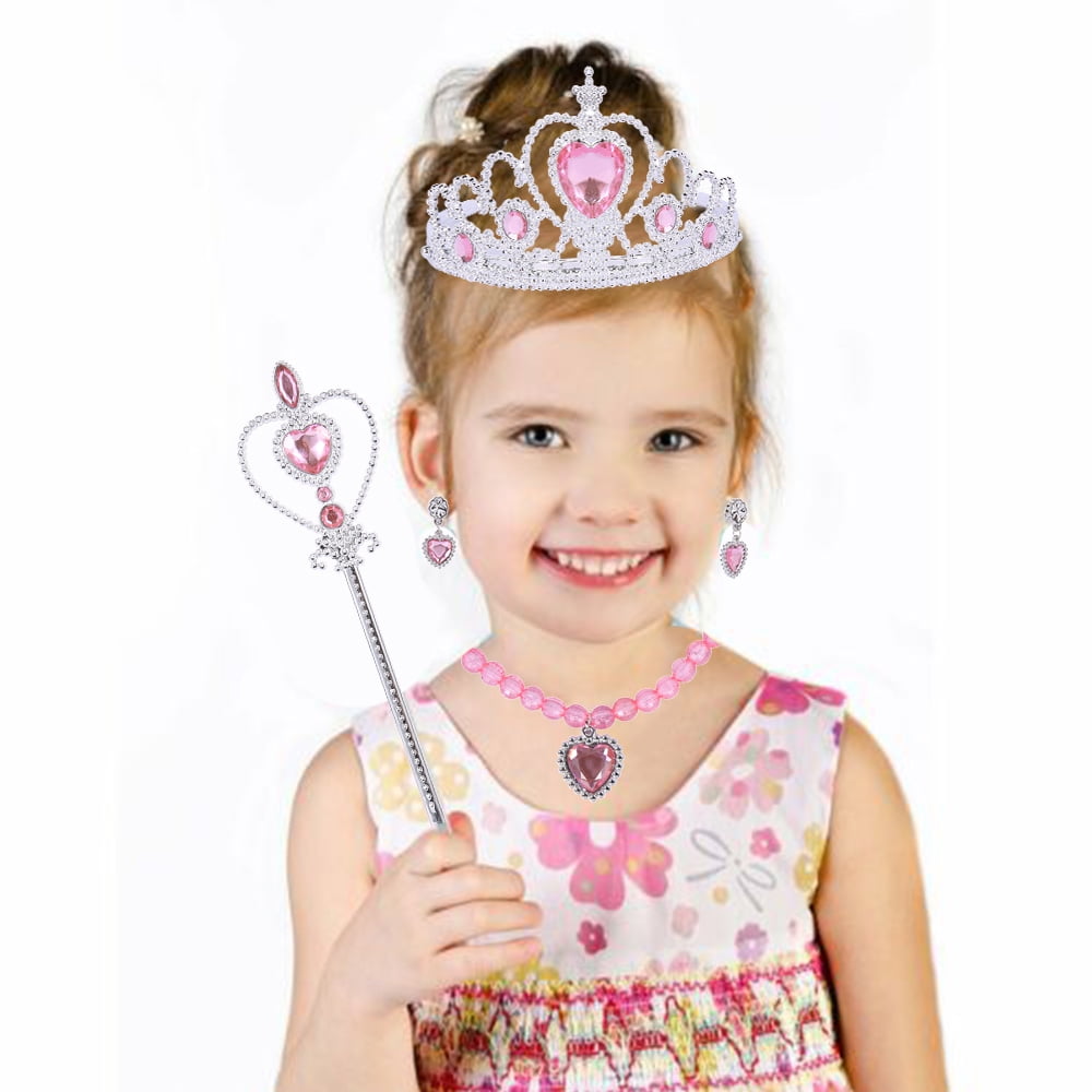 Fyeme Princess Dress Up Party Accessories,6pcs Princess Crowns Wands ...