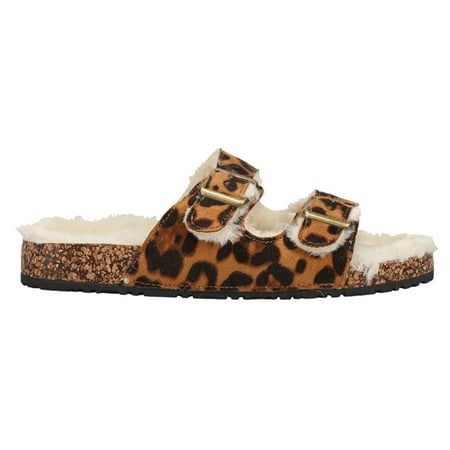 

Corkys Womens Laid Back Shearling Leopard Slide Casual Sandals Casual